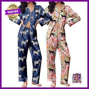Satin Pajama Set Women's Soft Sleepwear Button Down Lounge Wear